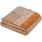 IBENA Bafia Decke 150 x 200 cm - Baumwollmix, weich, warm & waschbar, Kuscheldecke Zick-Zack beige