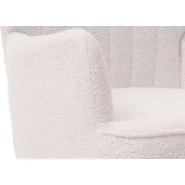 Mendler Lounge-Sessel HWC-K37 Bouclé 75 x 80 x 78 cm Weiß mit Kissen