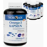 NORSAN Premium Total Omega 3 Kapseln hochdosiert 6er Pack (6x 120 Stück) / 1.500mg Omega 3 pro Portion/Omega 3 Kapseln mit 707mg EPA & 368mg DHA/Fischöl Kapseln aus nachhaltigem Wildfang