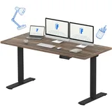 FLEXISPOT Höhenverstellbarer Schreibtisch 160x80 cm-mit 2 starken Motoren-Stabiler Schreibtisch Höhenverstellbar Elektrisch-Standing Desk MIT EINTEILIGER TISCHPLATTE(schwarz+braun)