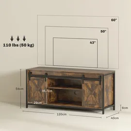 Homcom Tv-Schrank,, Braun Holzwerkstoff, Nachbildung, 40x54x120 cm, Wohnzimmer, Wohnwände, Lowboards, Lowboards stehend