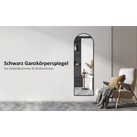 Boromal Spiegel groß 150x50cm Schwarz Wandspiegel Rund bogen Bodenspiegel Gross (Standspiegel Ganzkörperspiegel, mit Alu Rahmen), für Flur, Bad, Schlafzimmer,Wohnzimmer schwarz