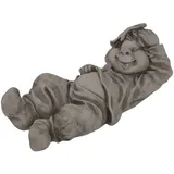 FD Dekofigur Wichtel auf dem Rücken 40 x 25 x 23 cm grau