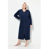 Ulla Popken Damen Bademantel, 2-wege-zipper, Frottee, Kuschelweich, Nachtblau, EU