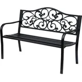 Outsunny 2-sitzer Gartenbank Parkbank Mit Ausziehbarem Tisch Sitzbank Bank 240kg Belastbar Terrassenbank Mit Rücken- & Armlehnen Gartenmöbel Für Terrasse, Garten Außenbereich 150x58,5x90 Cm Schwarz
