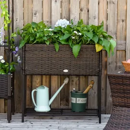 Outsunny Poly Rattan Hochbeet 30 x 30 x 70 cm Braun