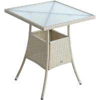 ESTEXO Polyrattan Gartentisch Beistelltisch Rattan Tisch Balkontisch Gartenmöbel Terrassentisch 60x60 cm (Beige)