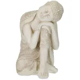 Relaxdays Buddha Figur, 61 cm, wetterfest, frostsicher, Dekobuddha, cremeweiß