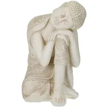 Relaxdays Buddha Figur, 61 cm, wetterfest, frostsicher, Dekobuddha, cremeweiß