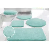 my home Badematte Merida, Badvorleger, Badezimmer Teppich, Höhe 32 mm, rutschhemmend beschichtet, fußbodenheizungsgeeignet, schnell trocknend, strapazierfähig, Kunstfaser, rund, Badteppich, Uni Farben, rechteckig, rund & als 2-tlg. Set erhältlich grün rund | Ø 100 cm x 32 mm