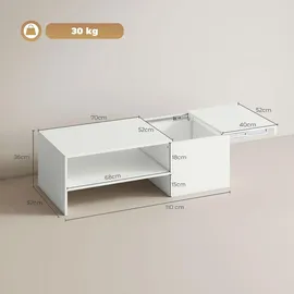 Homcom Couchtisch Weiß Spanplatte 110 x 52 x 36 cm