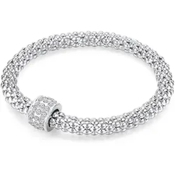 Lulu & Jane Armband Metall-Legierung Glas in Silber 17,0 - 21,0 cm, flexibel einstellbar Damen 