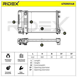 RIDEX 470R0148 Kühler, Motorkühlung Schaltgetriebe, Kunststoff
