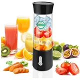 MODFU Akku-Smoothie-Maker 500ML Tragbarer Mixer Mini Stabmixer Maker mit 6 Edelstahlklingen, 150 W, USB wiederaufladbar 4000mAh Akku für Büro Sport Reisen Camping schwarz