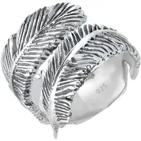 Elli Ring Wickelring Feder Oxid in 925 Sterling Silber