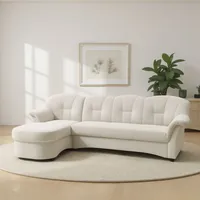 Ecksofa DOMO COLLECTION "Flores Schlafsofa, B/T/H: 233/142/86 cm, L-Form" Sofas Gr. B/H/T: 231cm x 84cm x 142cm, Luxus-Microfaser, Recamiere links, mit Funktion-ohne Federkern, beige (creme) wahlweise mit Bettfunktion, Federkern, auch in Leder