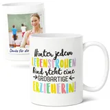 Erzieherin Dankeschön Tasse Abschiedsgeschenk für Kita Erzieher, Schulerzieher - Fototasse Keramik (300ml) - Personalisiert - Geschenk für großartige Erzieherin