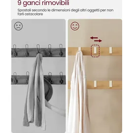 VASAGLE Garderobenständer HSR40W 183 x 72 x 33,7 cm Eichenfarben-weiß