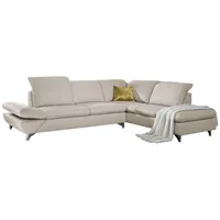 Ecksofa W.SCHILLIG "taoo" Sofas Gr. B/H/T: 296cm x 84cm x 242cm, ROHLEDER Jacquard-Flachgewebe Q2 W60, Ottomane rechts, mit Kopfteilverstellung-mit Sitztiefenverstellung, beige (elfenbein w60) mit Sitziefenverstellung & Kopfteilverstellung