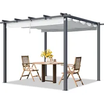 TOOLPORT PRIMEYARD Pergola 3x3 m Terrassenüberdachung mit grauem Schiebedach Stahlrahmen