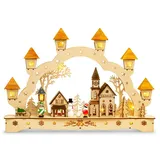 SIKORA LB62 beleuchteter LED Holz Schwibbogen WEIHNACHTSDORF inklusive Trafo