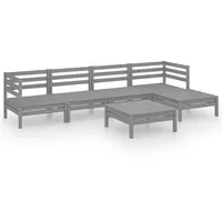 vidaXL 6-tlg Garten-Lounge-Set Massivholz Kiefer Grau