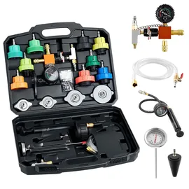 Vevor Kühlmitteldruckprüfer Set 28-tlg. Kühlwasser Befüllgerät mit 4 Adaptern, universelle Passform, Druckprüfer-Set für Kfz-Kühlsysteme, mit Druckpumpe und Füller aus Aluminiumlegierung