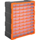 DURHAND Kleinteilemagazin Teile Box Aufbewahrungsbox 60 Fächer Orange L38 x B16 x H47,5 cm