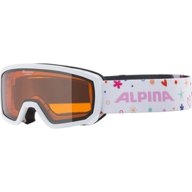 Alpina SCARABEO JR. - Beschlagfreie, Extrem Robuste & Bruchsichere OTG Skibrille Mit 100% UV-Schutz Für Kinder, white rose, One Size