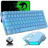 ZIYOU LANG AK33 TKL 80 % Blaue Wired Mechanische Tastatur- und Maus-Set, QWERTY Clicky Blue Switch, Kompakt 82 Tasten Regenbogen-LED-Backlit blau