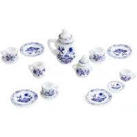 Miniatur Kaffeeservice 1-3,5cm - 15 Teile - blau/weiß Zwiebelmuster Hobbyfun