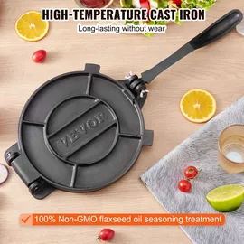 Vevor Tortilla-Presse 20 cm Gusseisen Schwarz