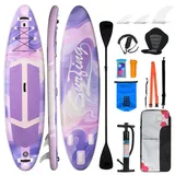 Puluomis SUP Board mit Sitz 335cm, Stand Up Paddle Boards Set, Paddling Paddelboard Surfbrett Aufblasbar, Pumpe Tragetasche, MB. bis 150Kg Lila Rosa - Lila/Rosa