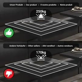 GGM Möbel BPA | Bistro Tisch | Quadratisch | Schwarzer Rand | 60 x 60 x 78,5 cm | Schwarz Marmor / Schwarz