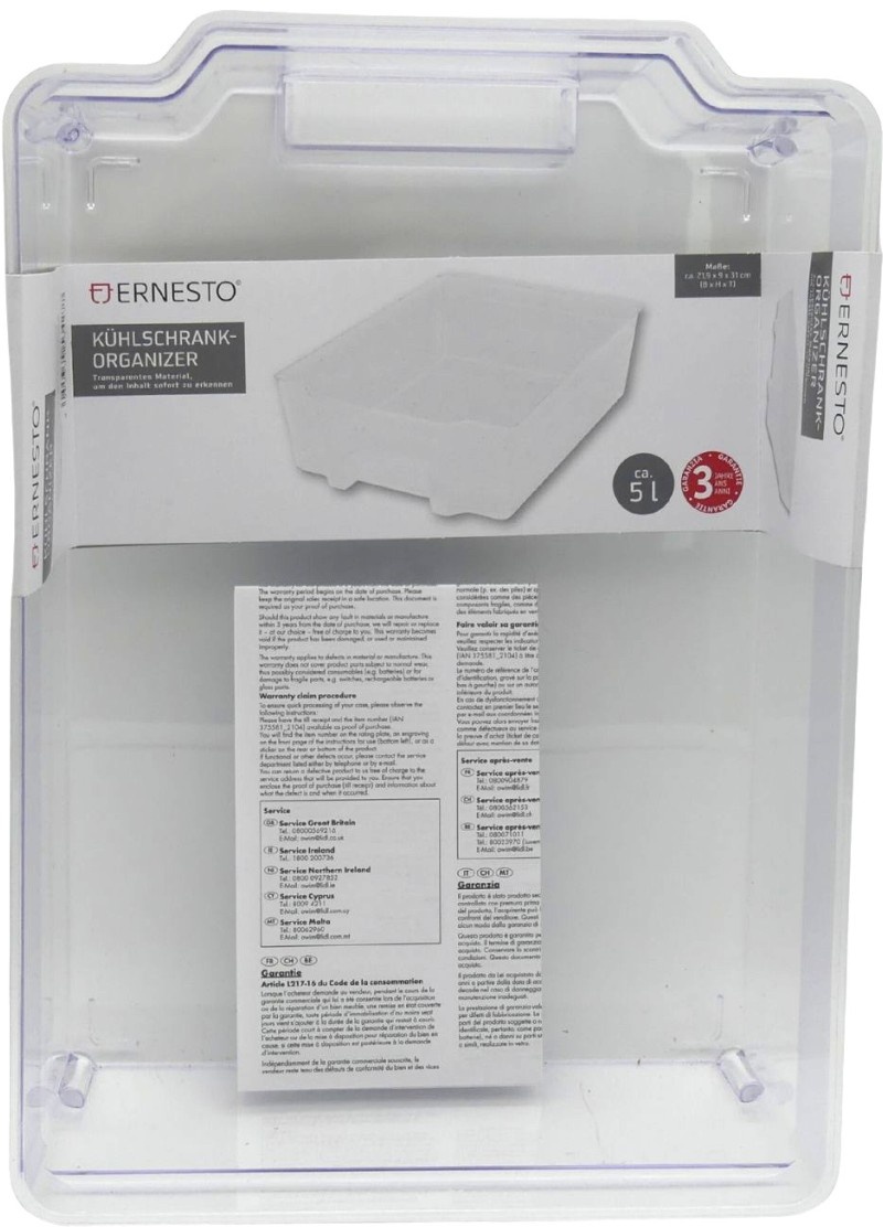ERNESTO Kühlschrank-Organizer 5 Liter transparent Temperaturbeständig mehr Üb...
