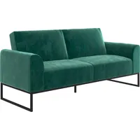 Schlafsofa "Adley", grün (petrol, schwarz), B:218cm H:84cm T:89cm, Veloursstoff 100% Polyester, COSMOLIVING BY COSMOPOLITAN, Sofas, Veloursstoff, Schlaffunktion, Rückenlehne 2-teilig, Sitzhöhe 47,5 cm