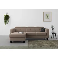 sit&more Ecksofa »Belluci L-Form«, inklusive Federkern, wahlweise mit Bettfunktion und Bettkasten, grau