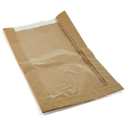 VEPATIM 1000x Papierfaltenbeutel für Gebäck 18 + 6 x 32 cm mit Fenster 13cm