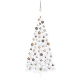 vidaXL Halber Weihnachtsbaum mit LEDs & Kugeln Weiß 240 cm