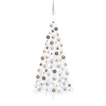 vidaXL Halber Weihnachtsbaum mit LEDs & Kugeln Weiß 240 cm