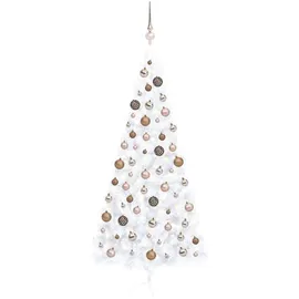 vidaXL Halber Weihnachtsbaum mit LEDs & Kugeln Weiß 240 cm