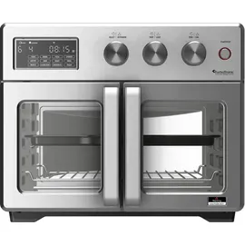 TURBO TRONIC TurboTronic digitaler Heißluftofen - XXL 32 Liter mit Drehspieß 4in1 Mini Backofen & Power Heißluftfritteuse Airfryer
