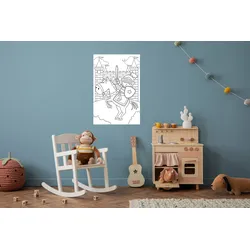 Wandsticker QUEENCE "Ritter und Burg", weiß, B:60cm, Vinyl, Wandtattoos, DIY-Wandsticker zum Bemalen