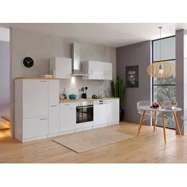 Respekta Küchenzeile Economy 310 cm Weiß/Nussbaum