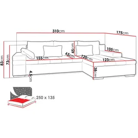 Mirjan24 Ecksofa Bangkok, Stilvoll L-Form Sofa mit Schlaffunktion und Bettkasten, Wohnlandschaft Soft 066 + Lawa 02, - Braun/Beige