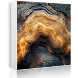 Banjado Großer Schlüsselkasten Metall 30x30cm Weiß Scharnier Links 50 Haken Beschreibbar Magnetisch Motiv Holz Gemasert Fluss Gold