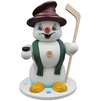 Schweda Kuhnert Erzgebirge Schneemann Räuchermann,-männchen 19cm Eishockeyspieler