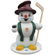 Schweda Kuhnert Erzgebirge Schneemann Räuchermann,-männchen 19cm Eishockeyspieler