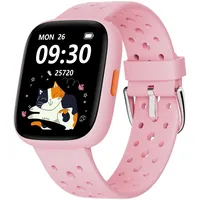 BIGGERFIVE Smartwatch Kinder, 1,8" Fitness Uhr Schrittzähler, 24/7 Puls, Schlafmonitor, Vibrationsalarm, IP68 Wasserdicht, Puzzlespiele mit/ohne App, für Mädchen Teens 5–16, Rosa