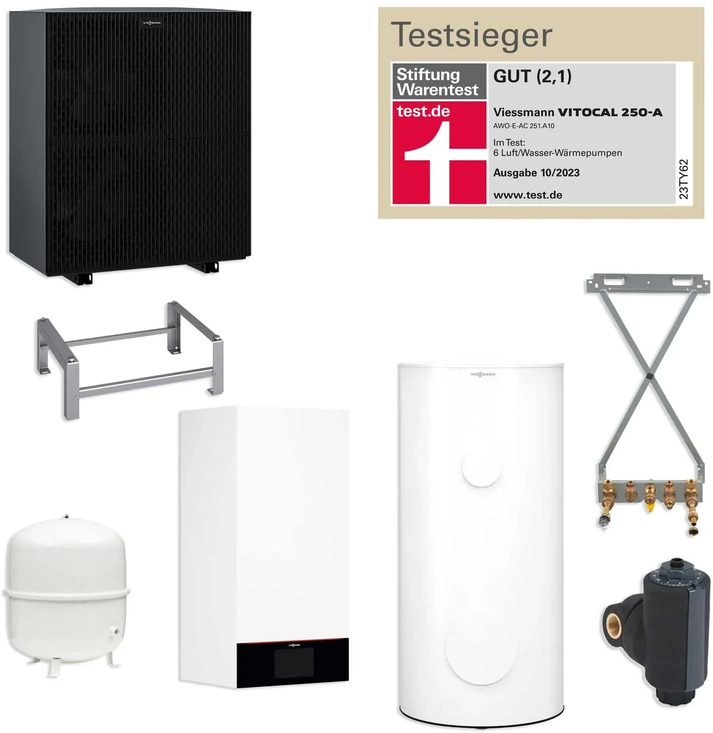 Viessmann Paket Vitocal 250-A Luft/Wasser-Wärmepumpe 8,1 kW AWO-E-AC 251.A13 400V Monoblock mit Speicher Vitocell 100-V CVWC 250l